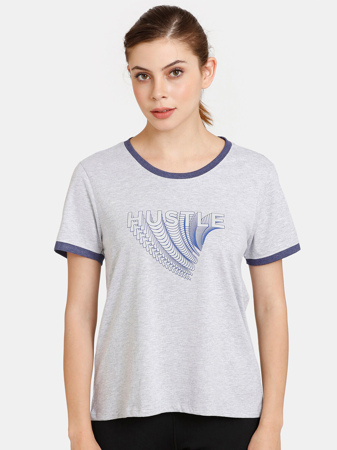 

Rosaline by Zivame Women Grey Typography Printed T-shirt