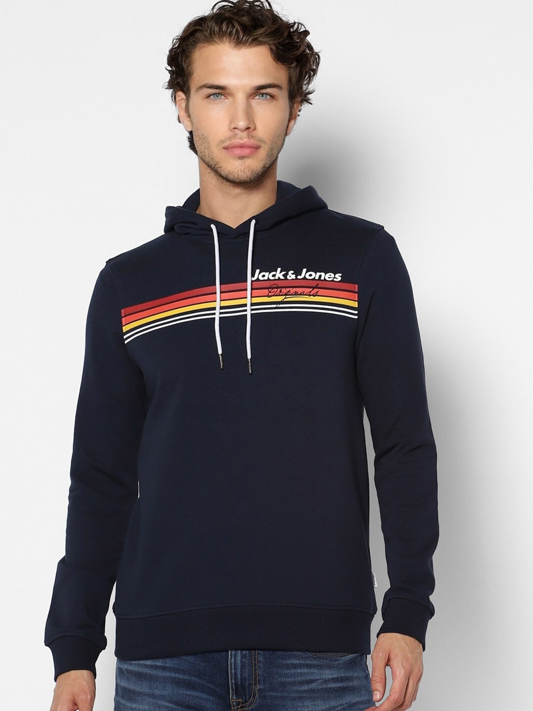 

Jack & Jones Men Blue Hooded Sweatshirt