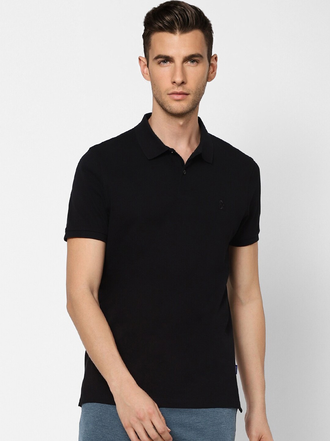 

Jack & Jones Men Black Polo Collar Slim Fit T-shirt