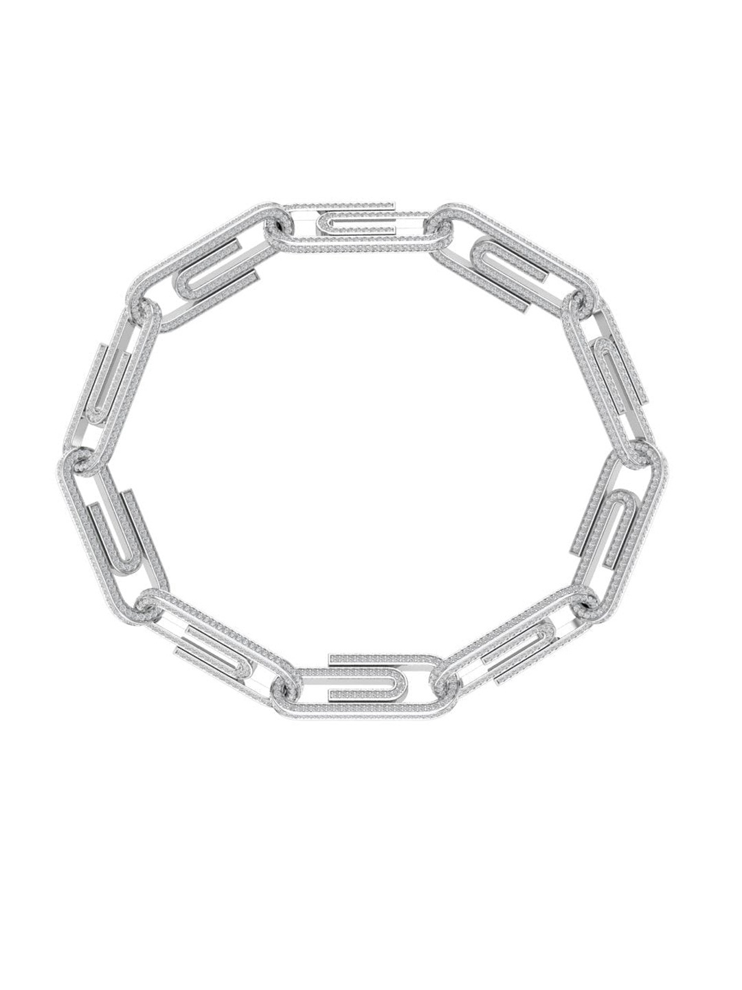 

Zillionaire Unisex Silver-Plated Cubic Zirconia Link Bracelet