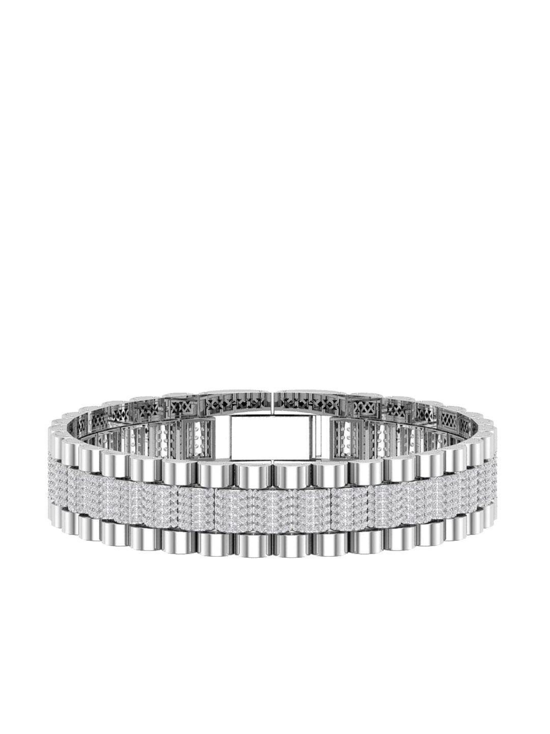 

Zillionaire Unisex Silver-Toned Silver Cubic Zirconia Handcrafted Silver-Plated Bangle-Style Bracelet