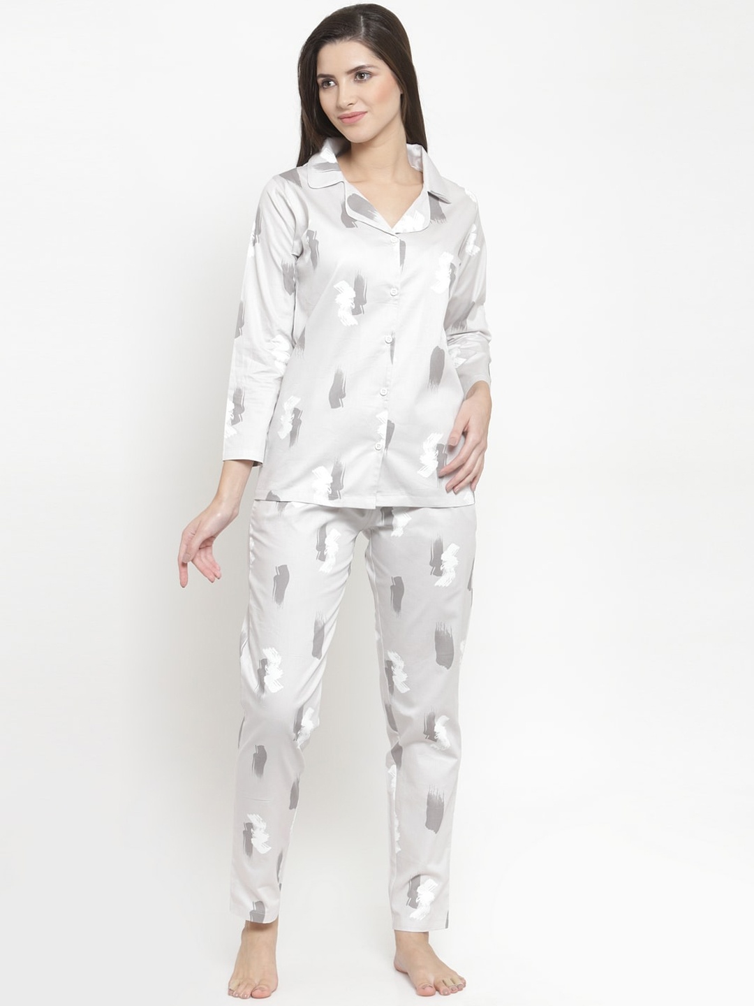 

Claura Women Grey Printed Night Suit