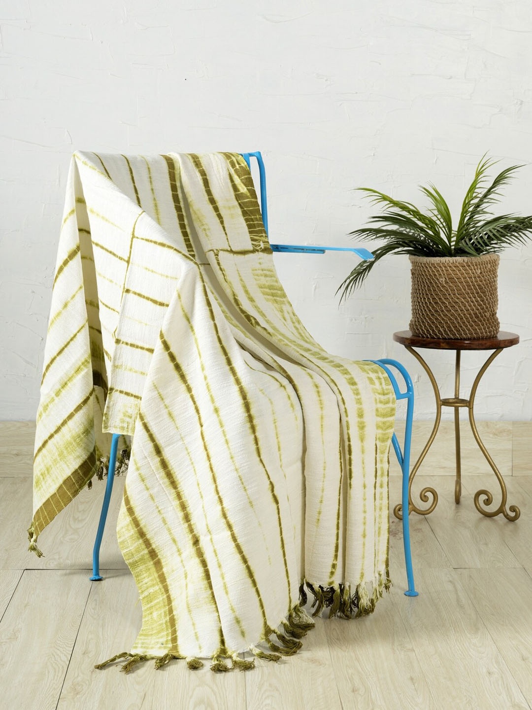 

HANDICRAFT PALACE Olive-Green & White Printed Cotton Blanket Throw