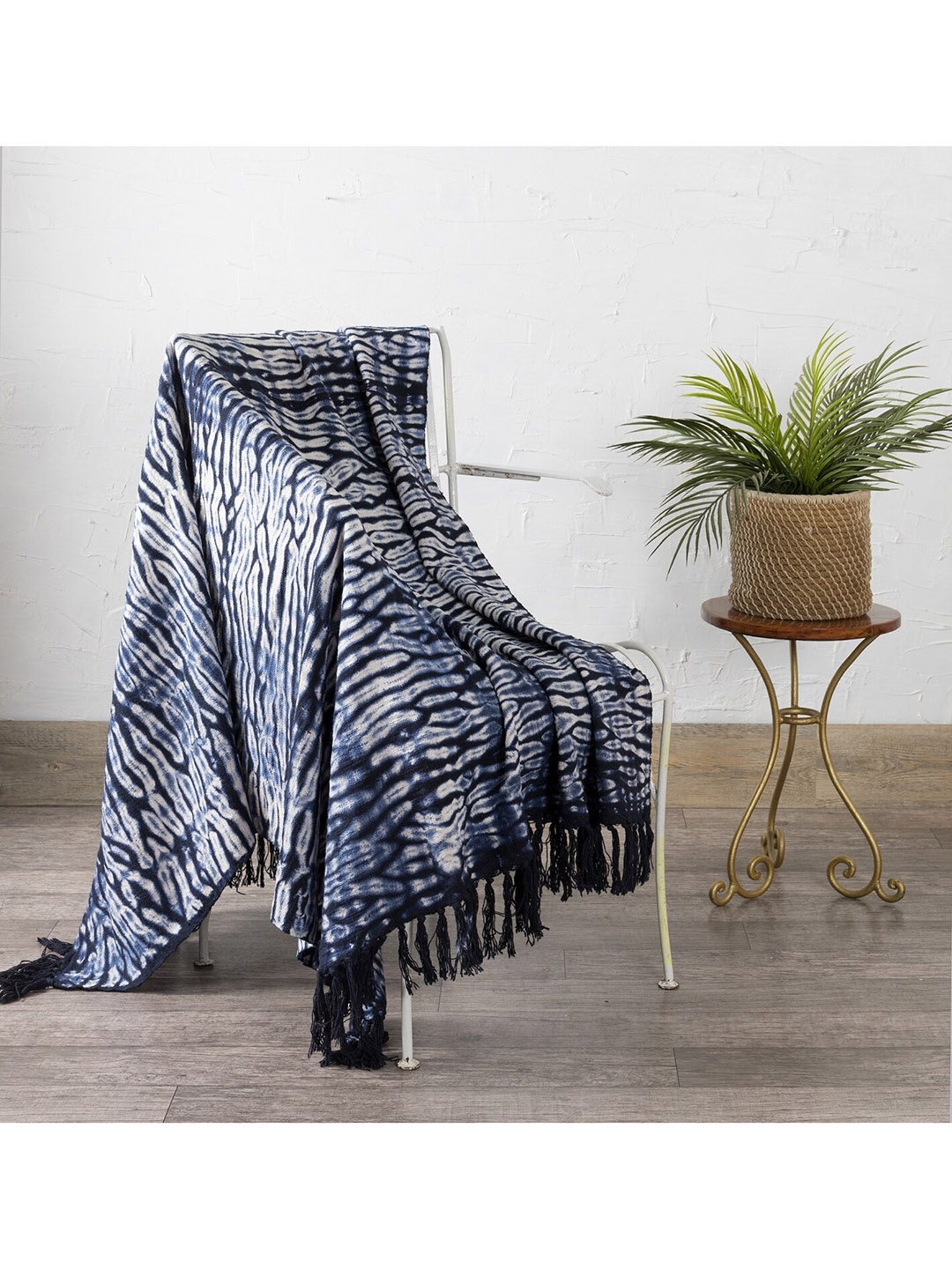 

HANDICRAFT PALACE Blue Tie-Dye Shibori Cotton Throws