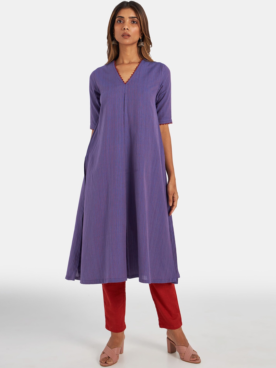 

Suta Women Purple Pure Cotton Kurta with Trousers