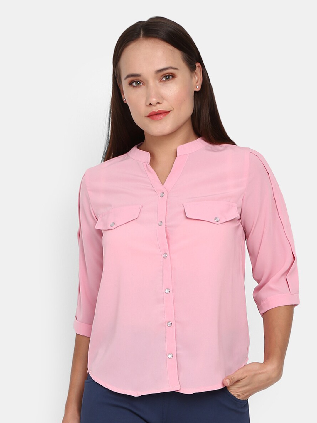 

V-Mart Women Pink Regular Fit Classic Casual Shirt