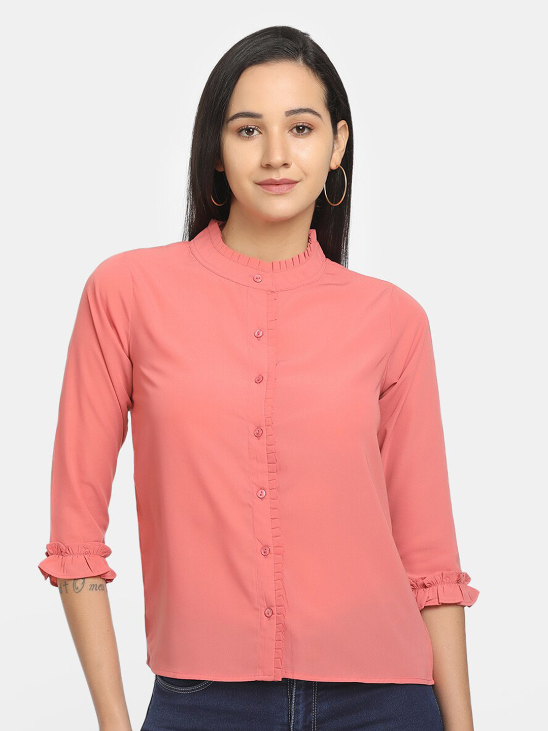 

V-Mart Women Coral Regular Fit Classic Casual Shirt