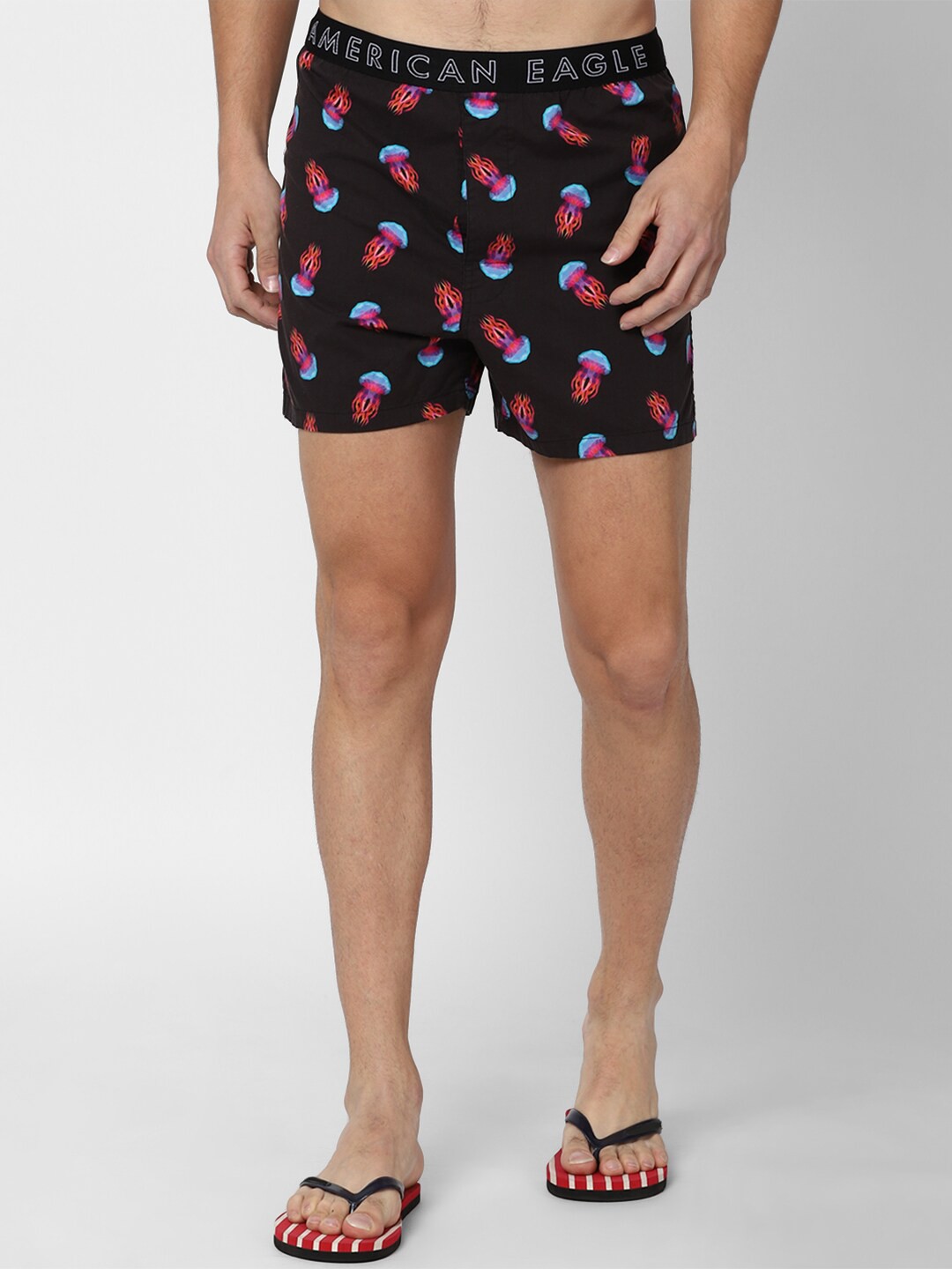 

AMERICAN EAGLE OUTFITTERS Men Black & Pink Printed Boxers WES0232229001