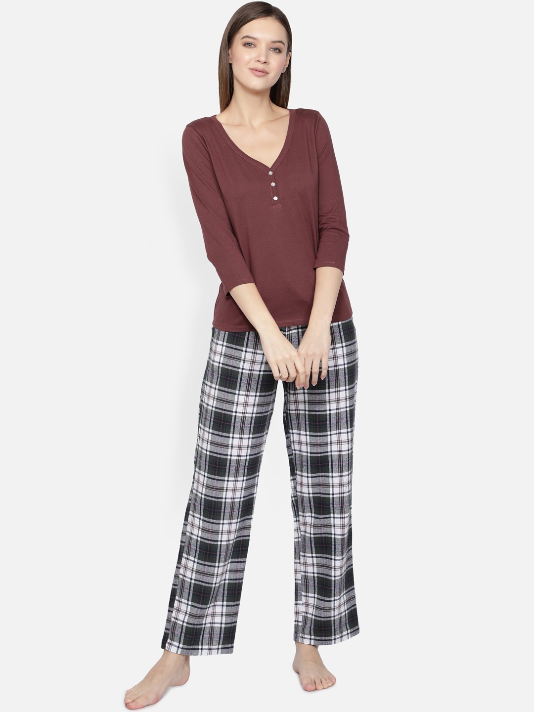 

BStories Women Maroon & Black Night suit