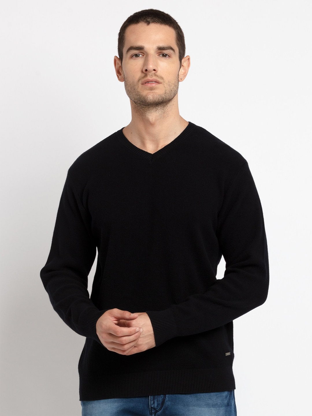 

Status Quo Men Black V-Neck Pullover