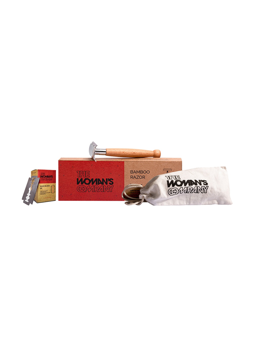 

THE WOMAN'S COMPANY Bamboo Razor with 40 Recyclable Stainless Steel Blades, Brown