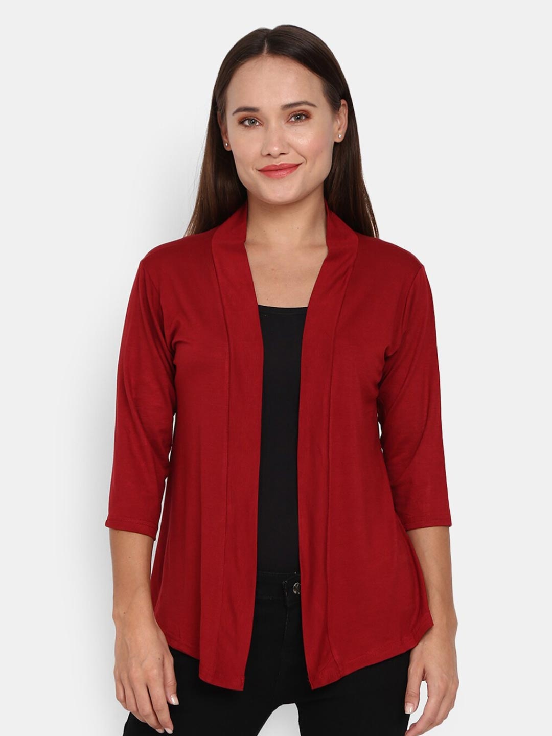 

V-Mart Women Maroon Open Front Shrug