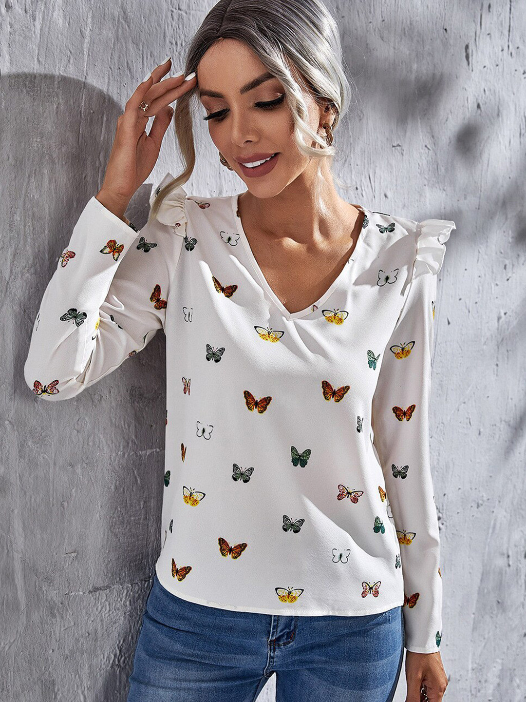 

BoStreet White Print Styled Back Top