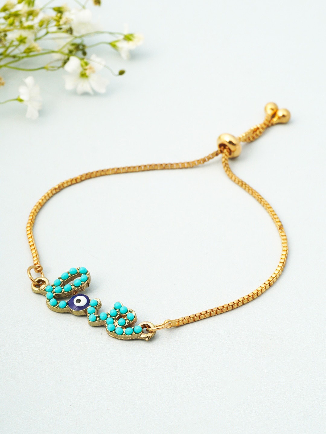 

Ferosh Women Gold-Toned & Blue Charm Bracelet