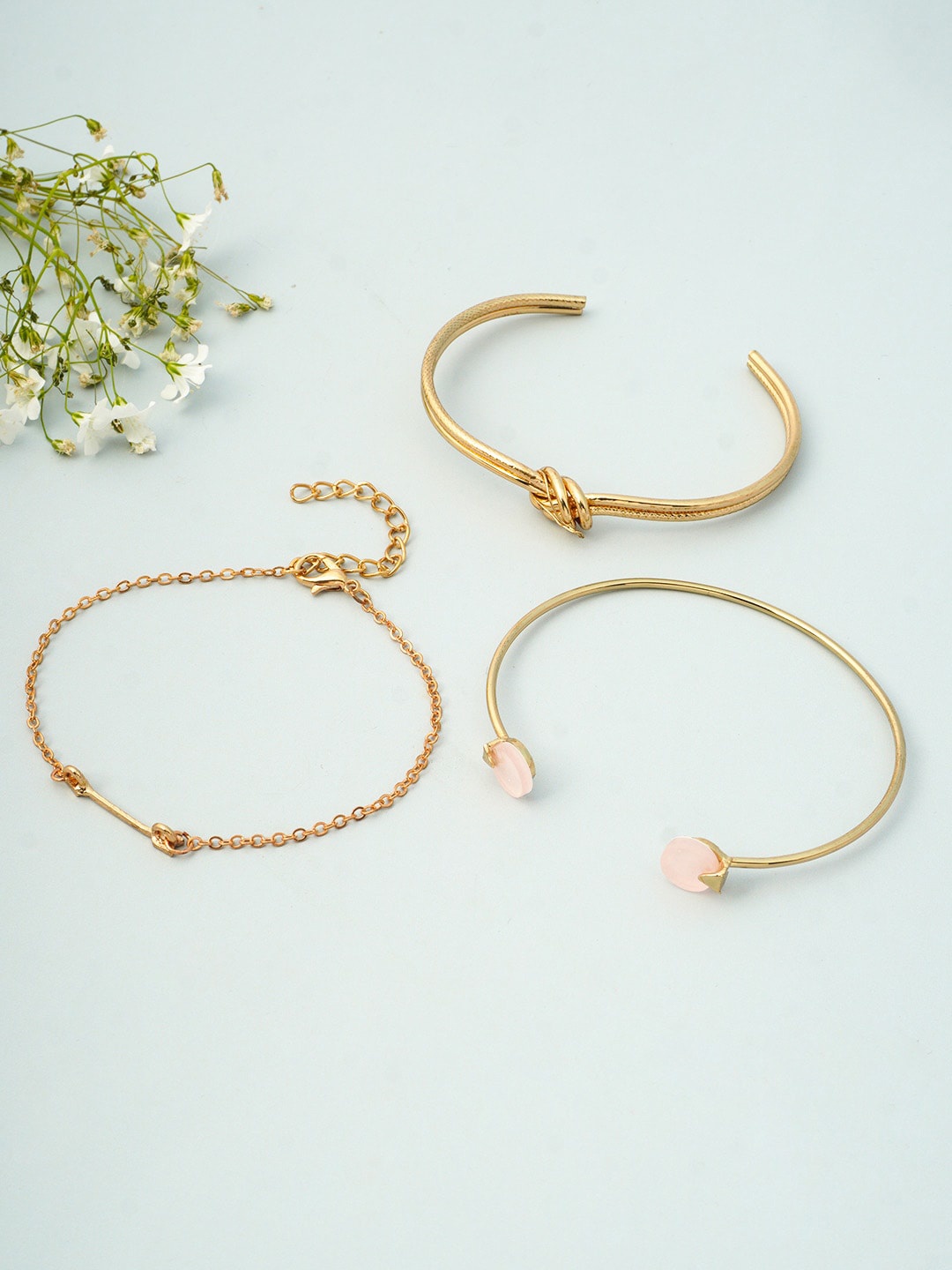 

Ferosh Women Pack of 3 Gold-Toned Cuff Bracelets