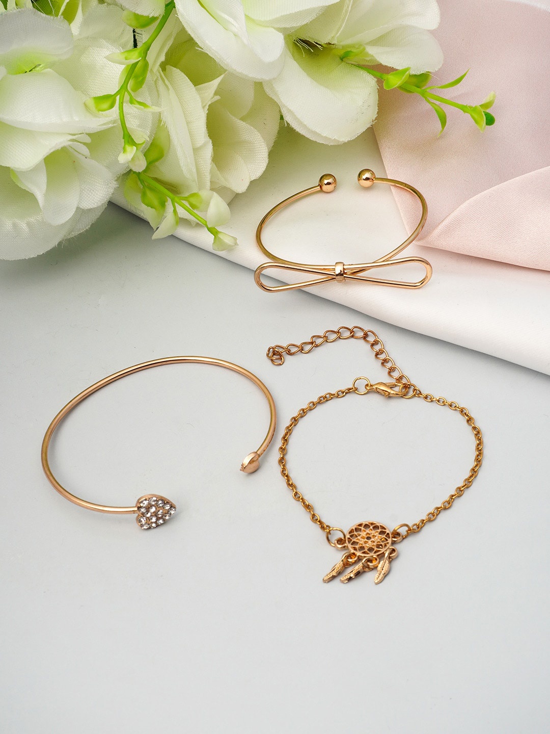 

Ferosh Women Set Of 3 Gold-Toned Cuff Bracelet