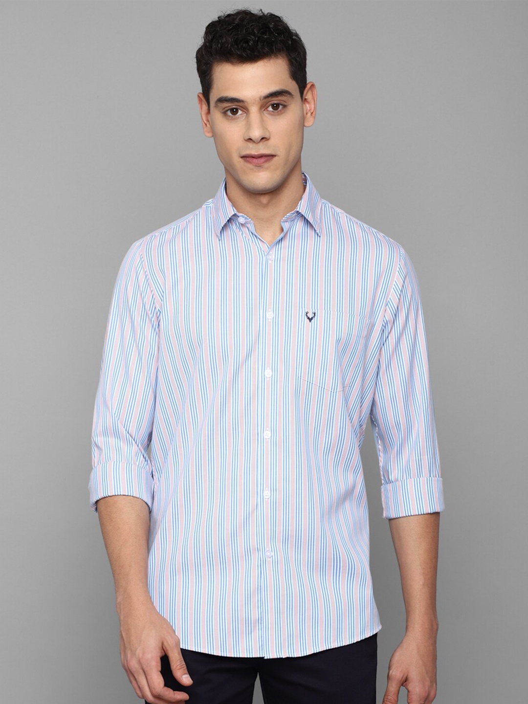 

Allen Solly Men White Slim Fit Striped Casual Shirt