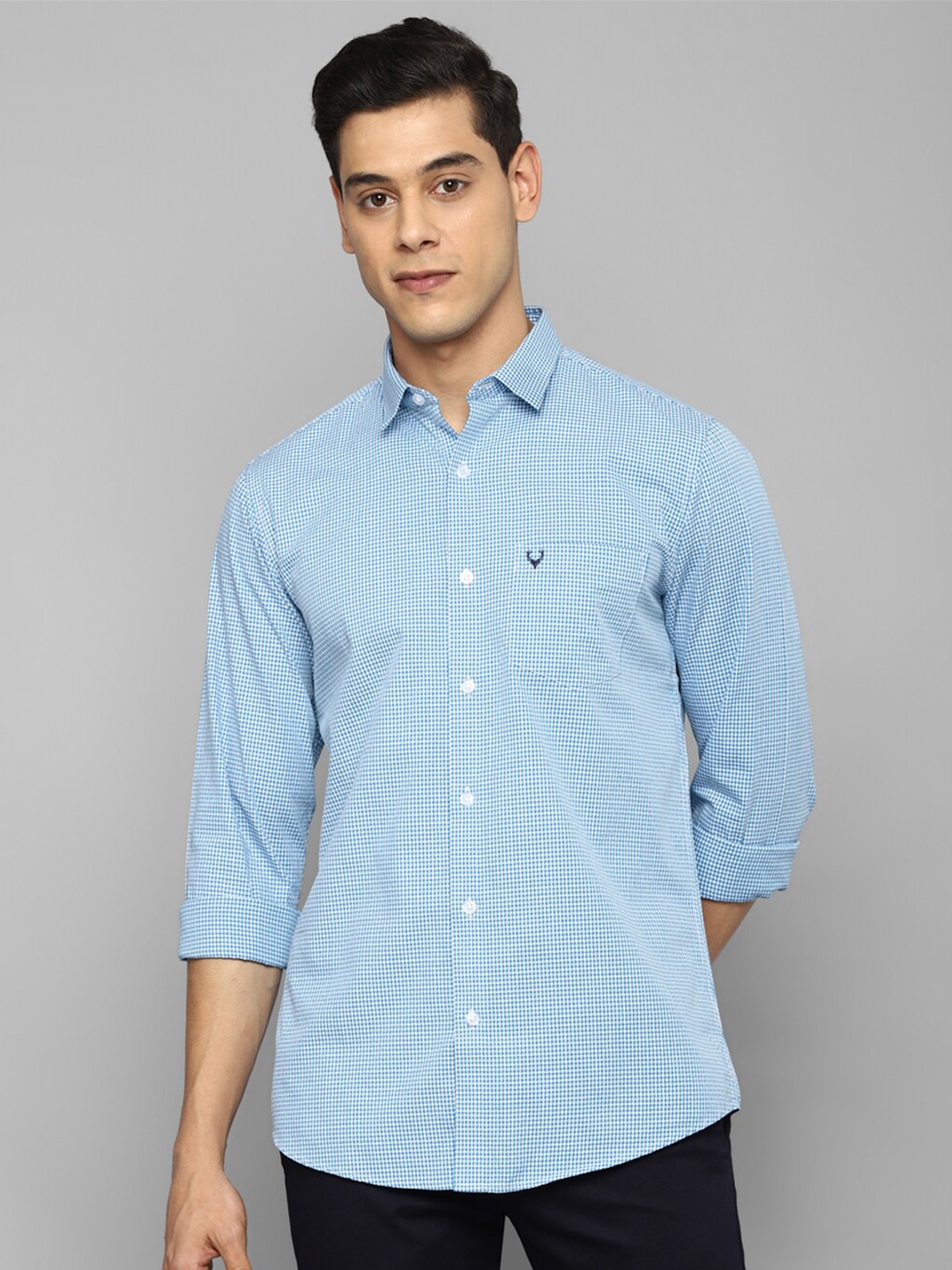 

Allen Solly Men Blue Slim Fit Micro Checks Checked Casual Shirt