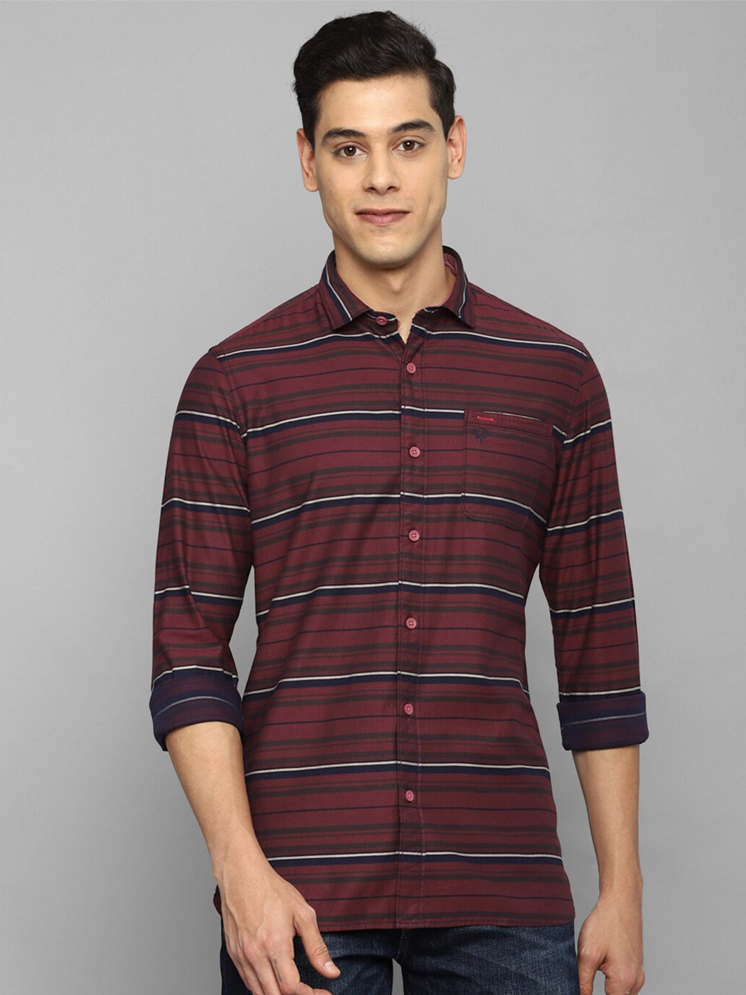 

Allen Solly Sport Men Maroon Horizontal Striped Casual Shirt