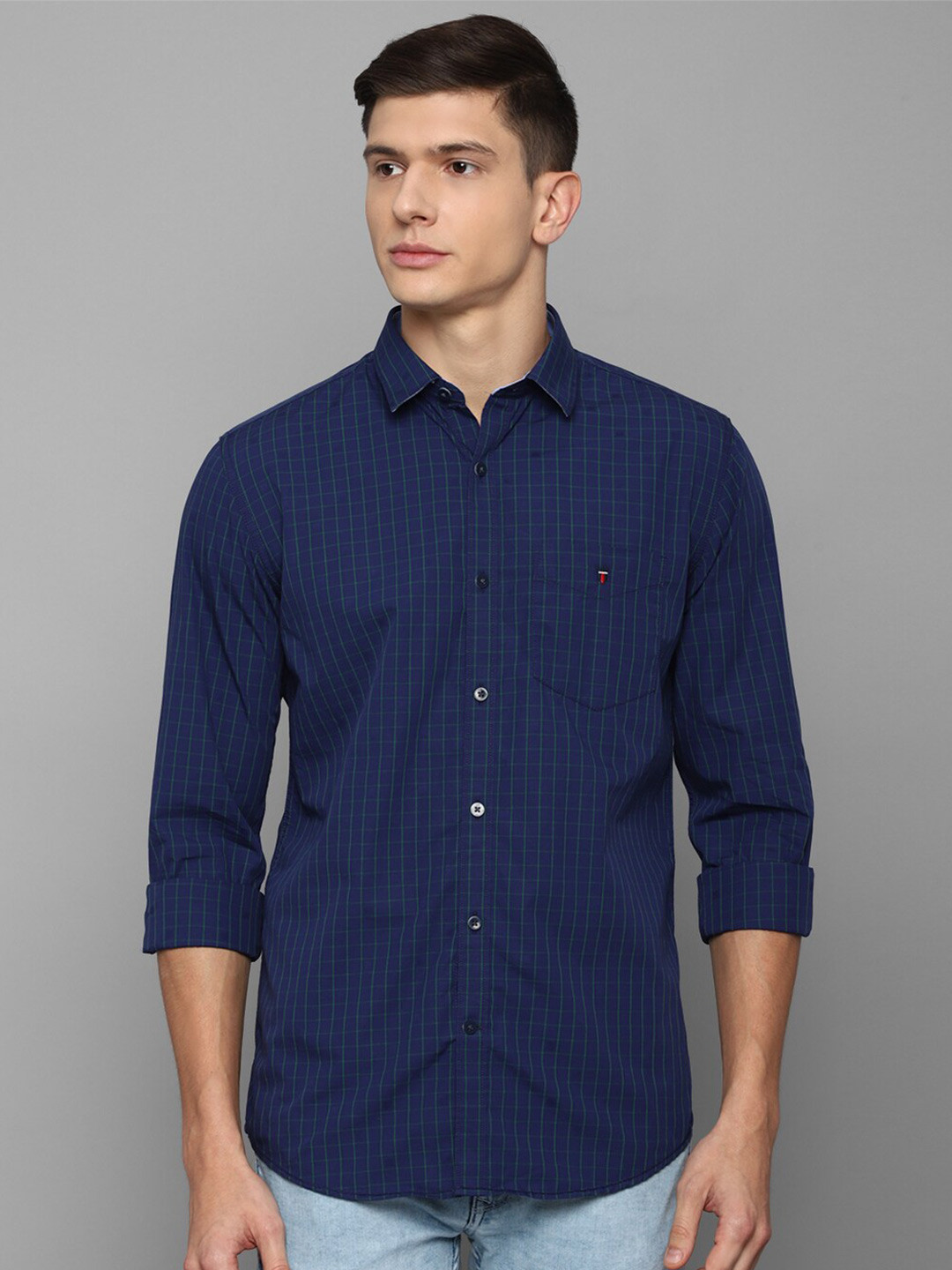 

Louis Philippe Sport Men Navy Blue Slim Fit Checked Casual Shirt