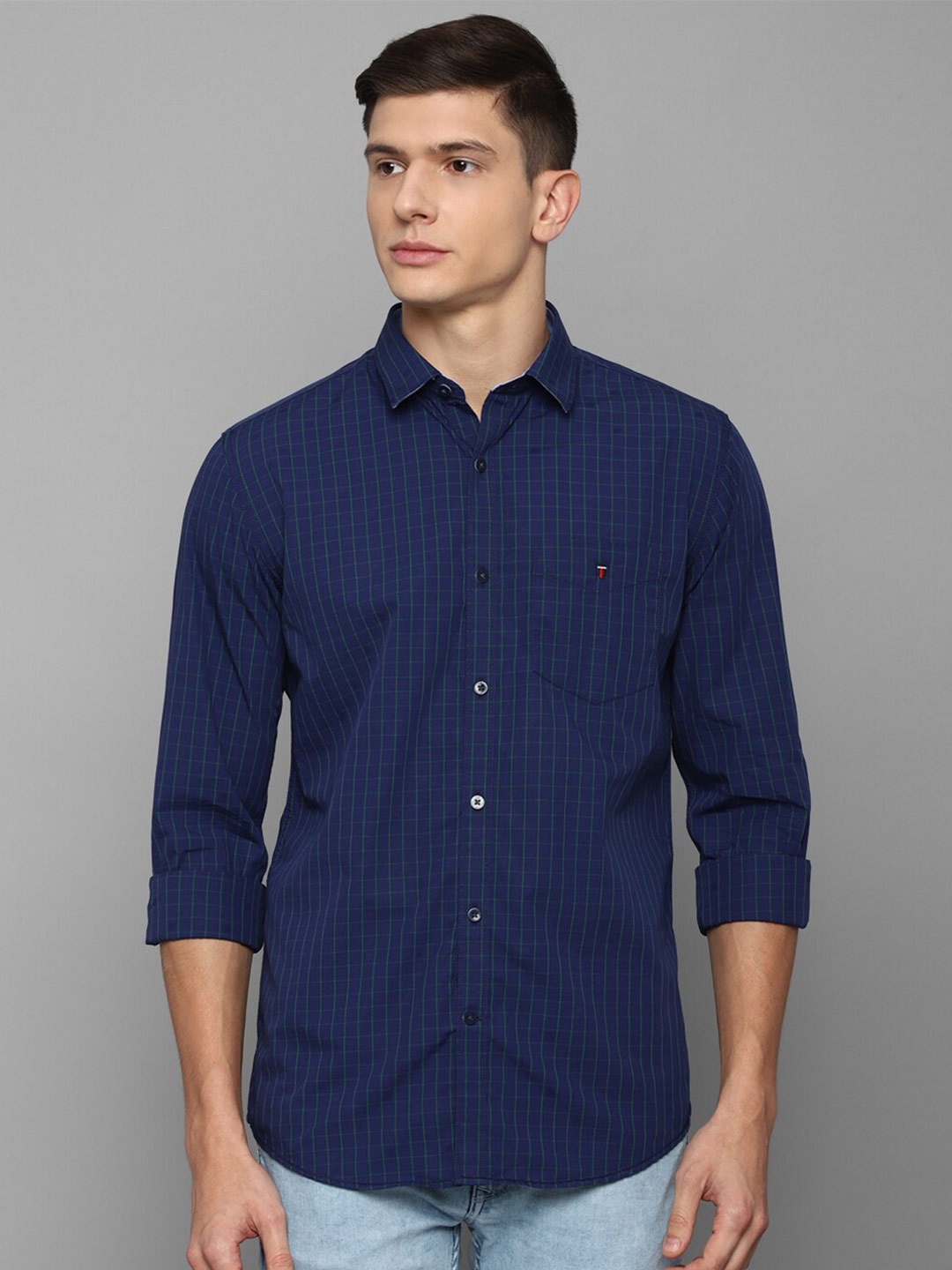 

Louis Philippe Sport Men Navy Blue Slim Fit Checked Casual Shirt