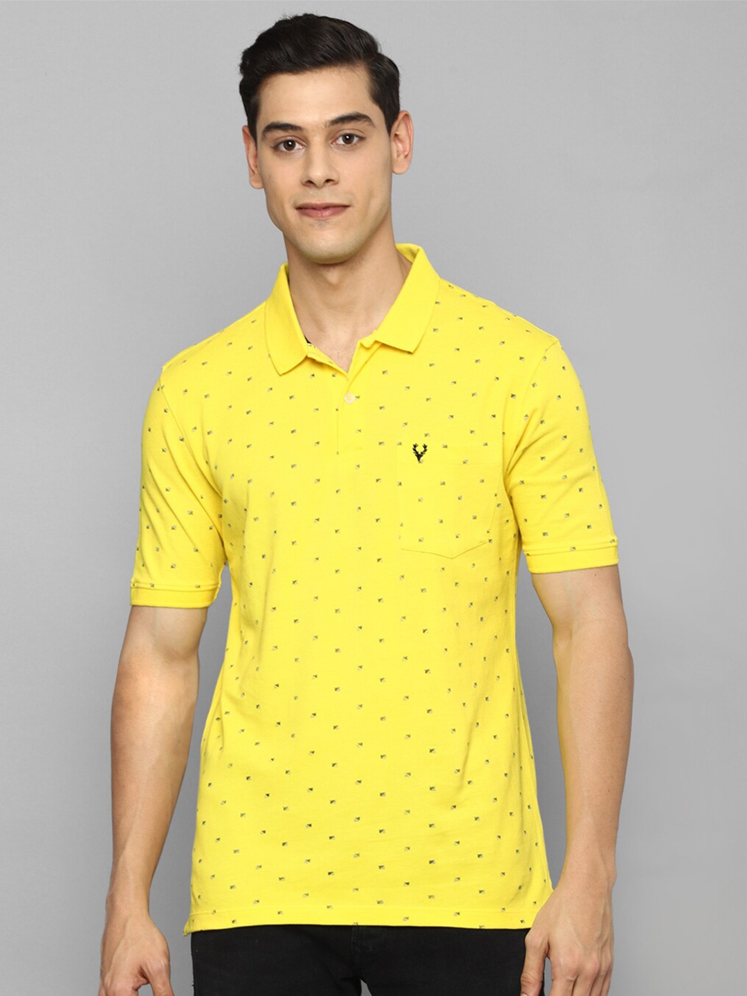 

Allen Solly Men Yellow Printed Polo Collar T-shirt