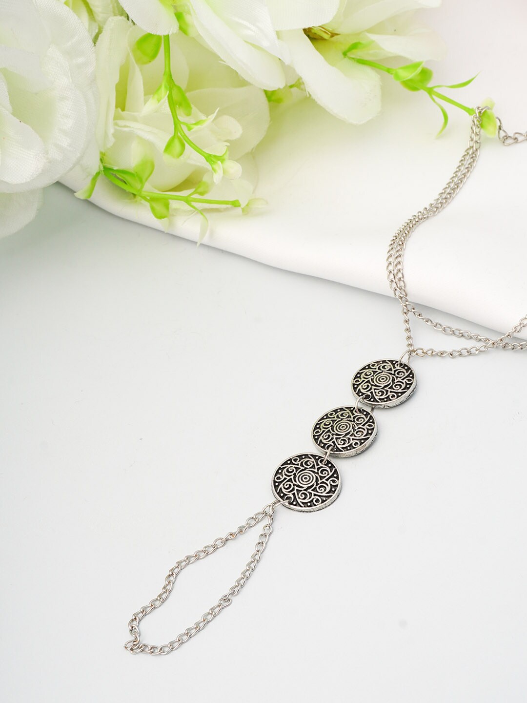 

Ferosh Oxidised Silver-Toned Chain Anklet