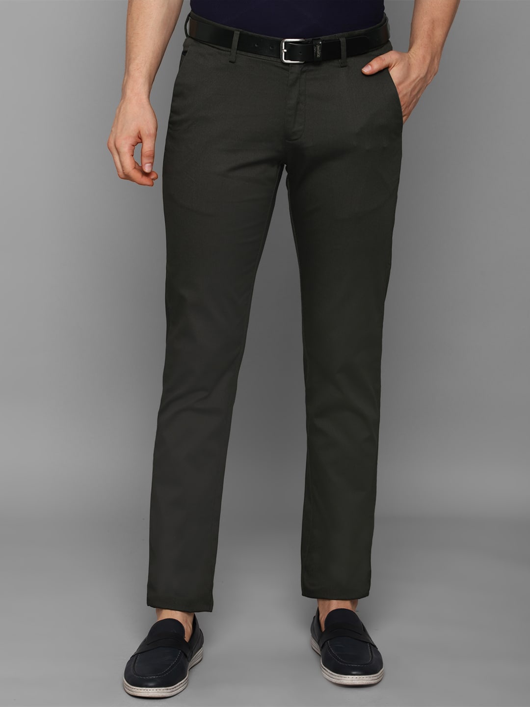 

Allen Solly Men Grey Textured Slim Fit Trousers