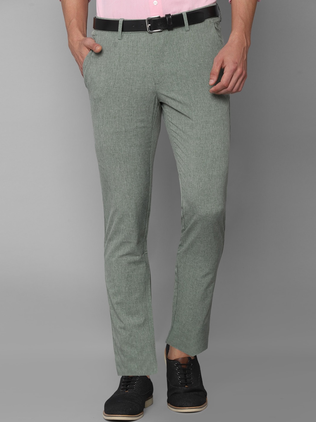 

Allen Solly Men Green Textured Slim Fit Trousers