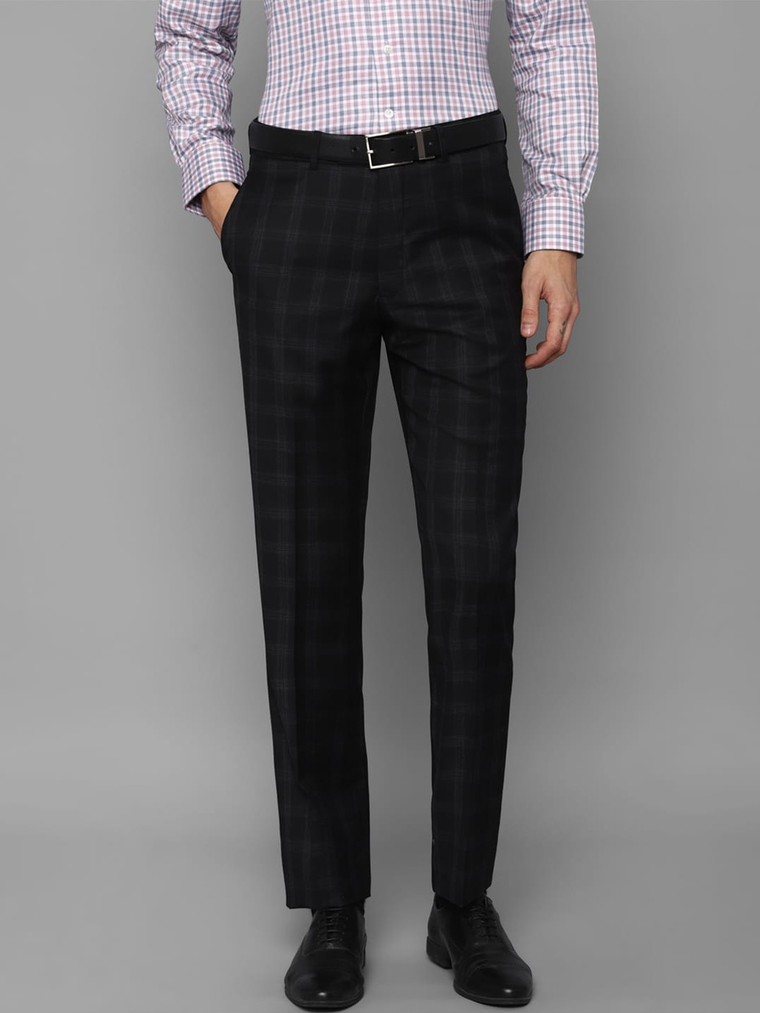 

Luxure by Louis Philippe Men Black Checked Slim Fit Trousers