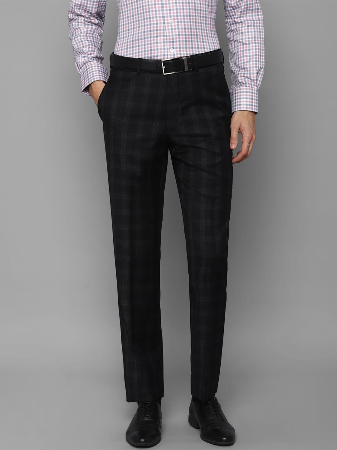 

Luxure by Louis Philippe Men Black Checked Slim Fit Trousers