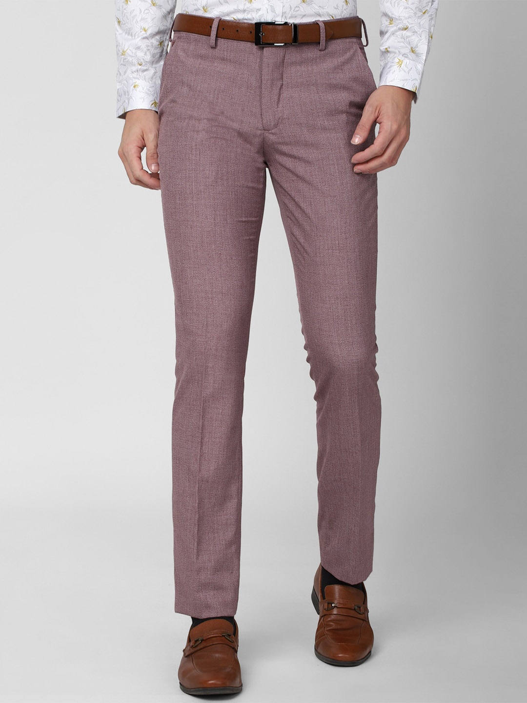 

V Dot Men Purple Textured Skinny Fit Trousers