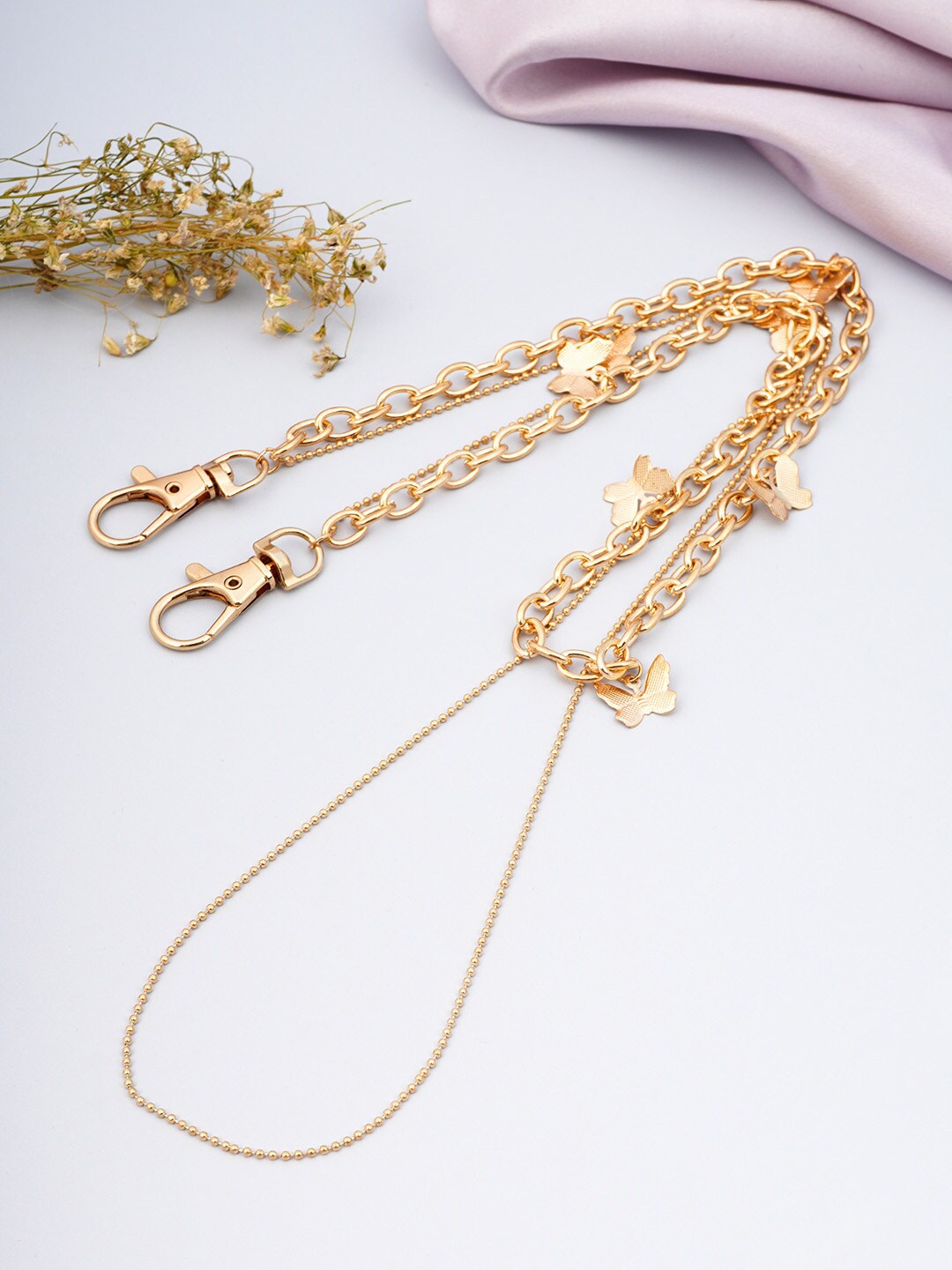

Ferosh Women Gold-Toned Butterfly Layered Cable Ball Waist Chain