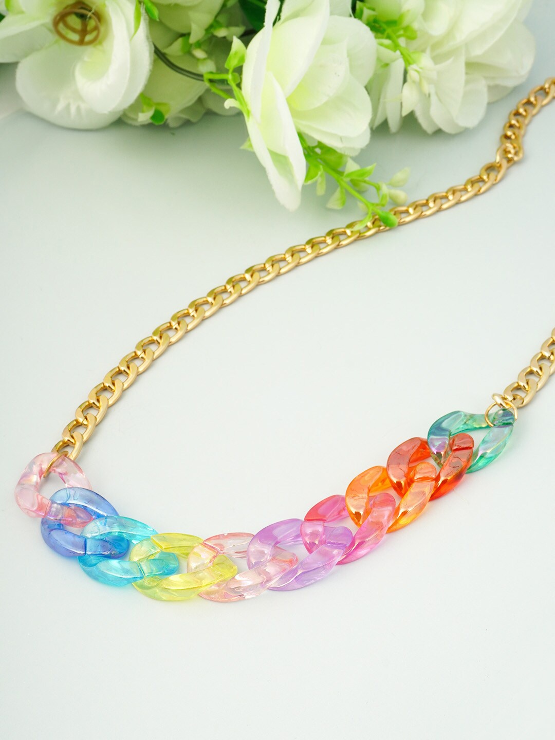 Ferosh Gold-Plated Blue Textured Waist Chain