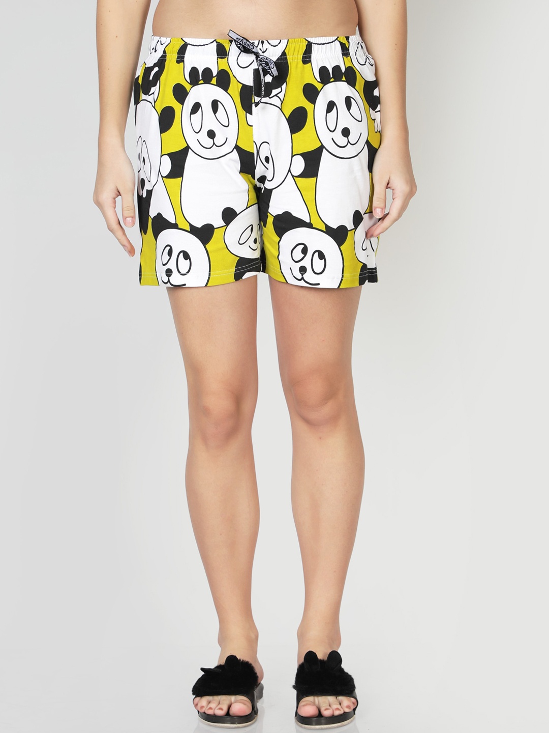 

CLUB A9 Women Yellow Printed Running Shorts
