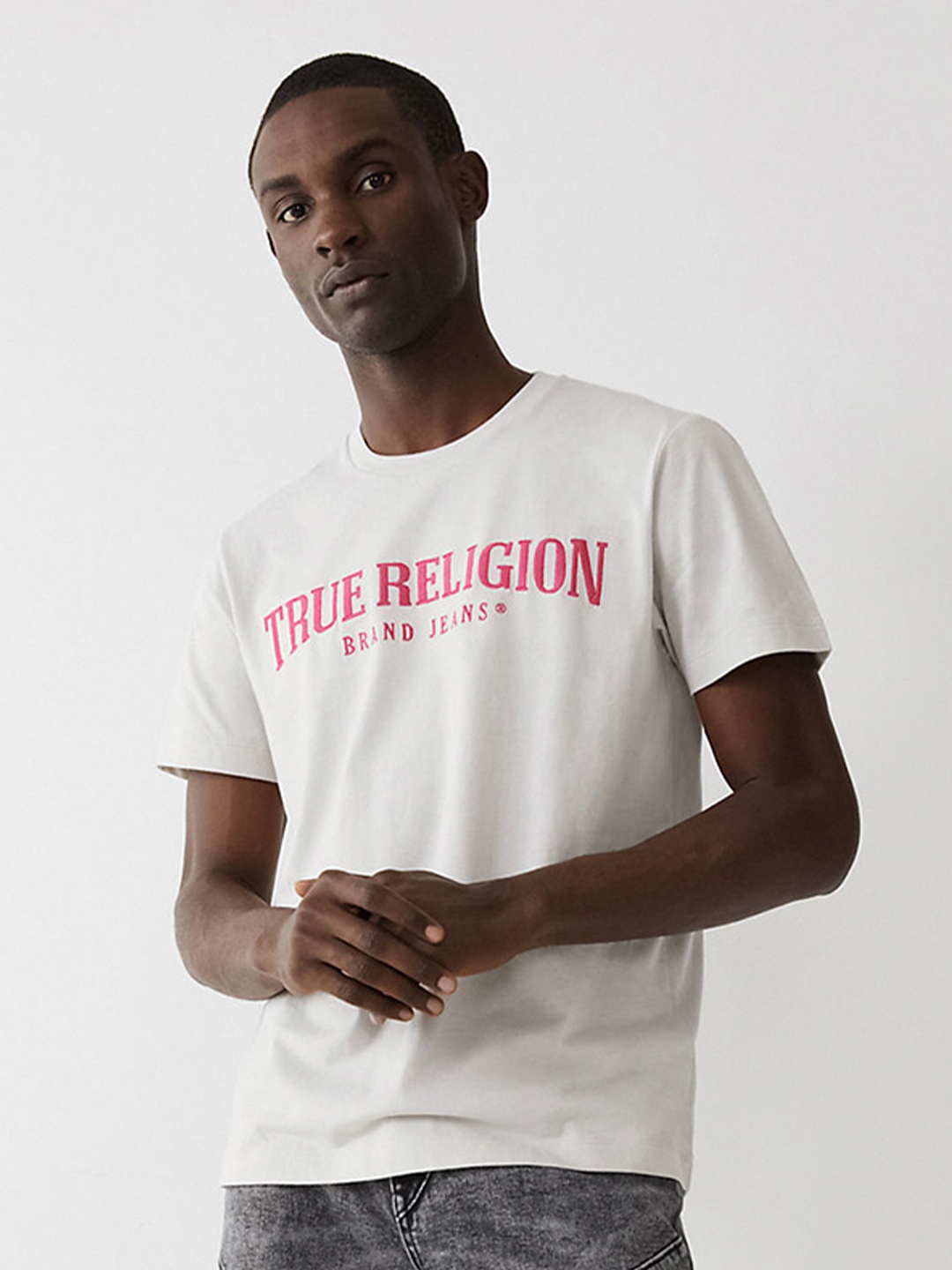 

True Religion Men White Printed T-shirt