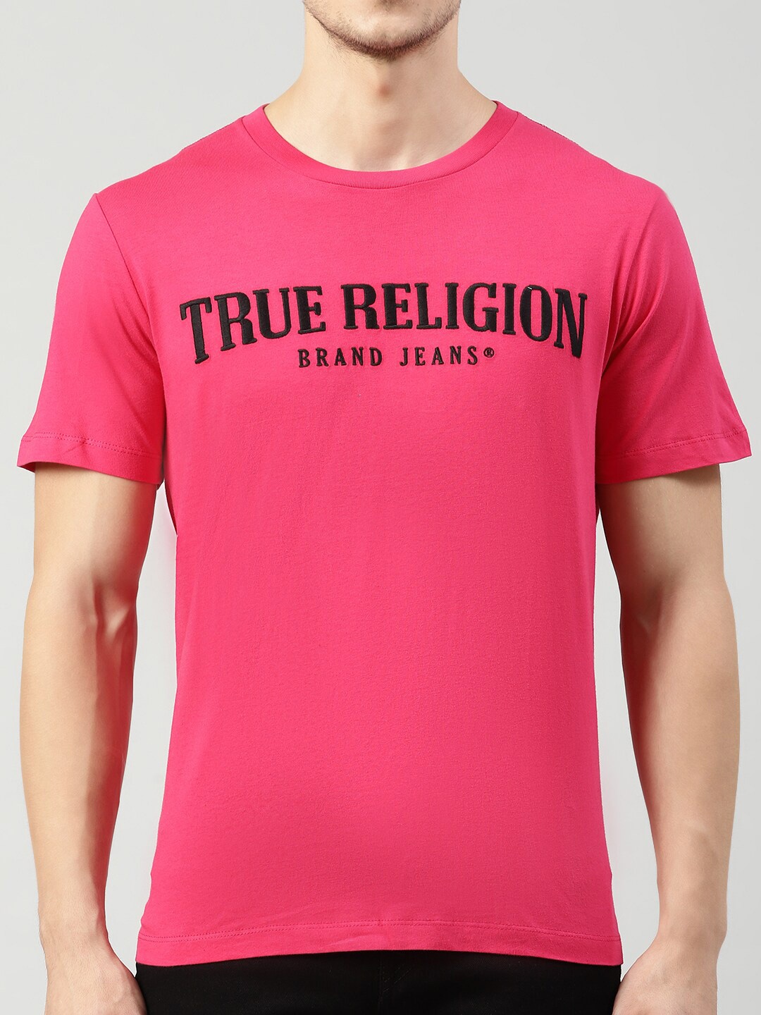 

True Religion Men Pink Typography Printed T-shirt