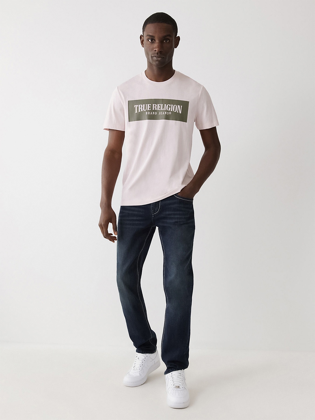 

True Religion Men Pink Typography Printed T-shirt