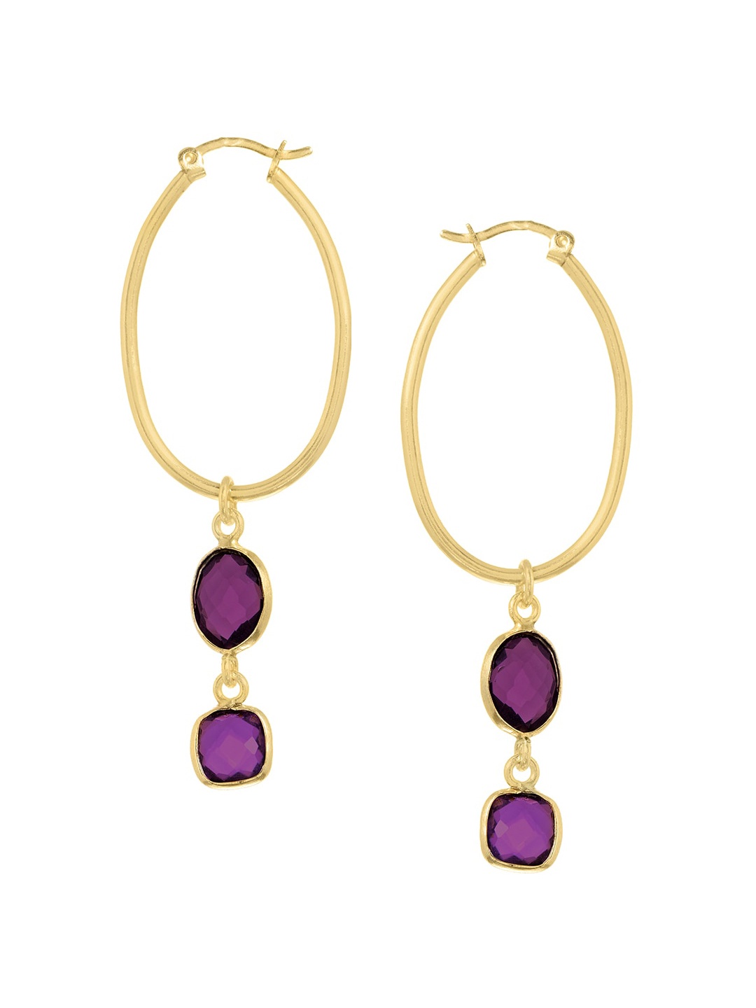 

INDYA Gold-Toned & Purple Contemporary Drop Earrings