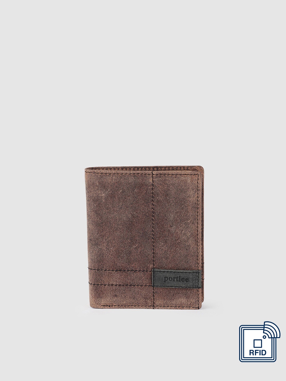 PORTLEE Men Tan Leather Two Fold Wallet