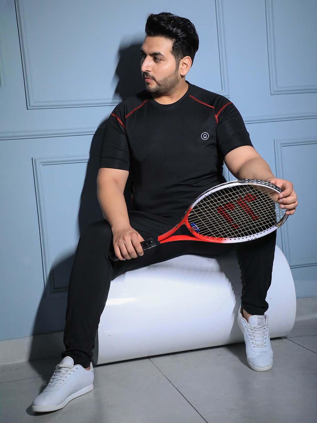 

CHKOKKO Plus Men Black Gym T-shirt
