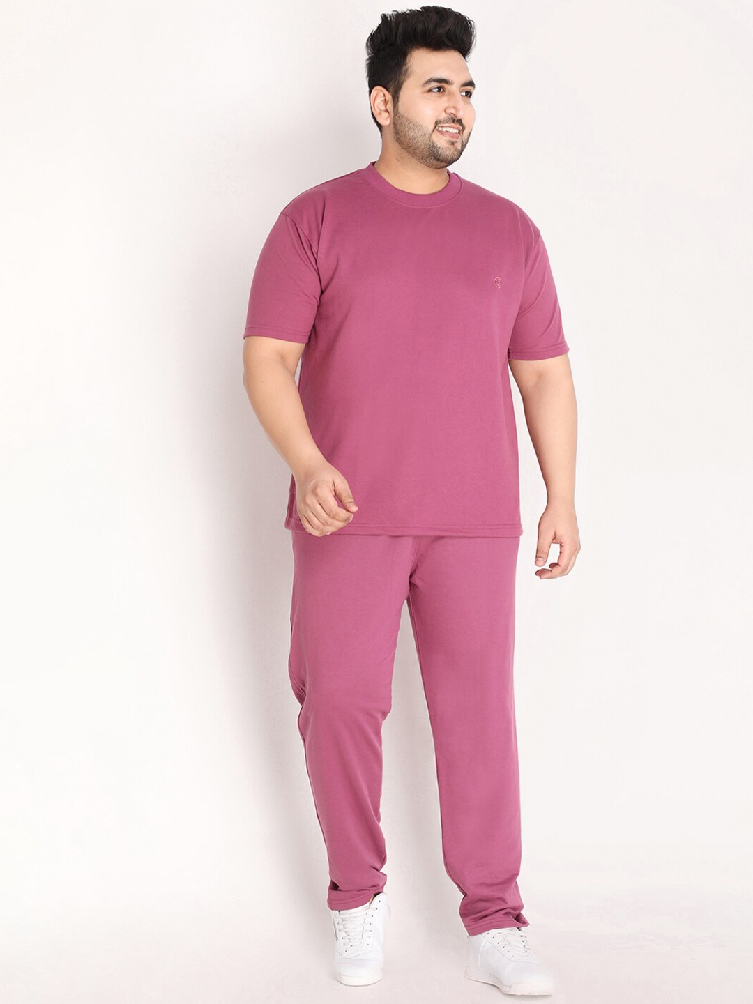 

CHKOKKO Plus Men Purple Solid Tracksuit Co-ords