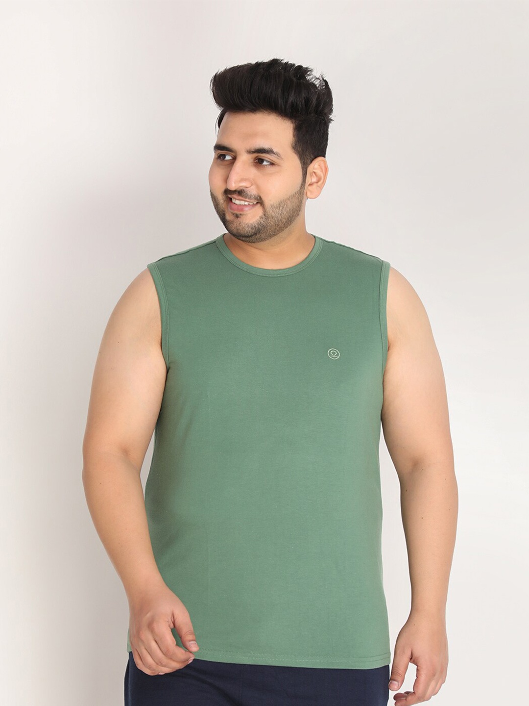 

CHKOKKO Plus Size Sleeveless Gym Innerwear Vest, Green