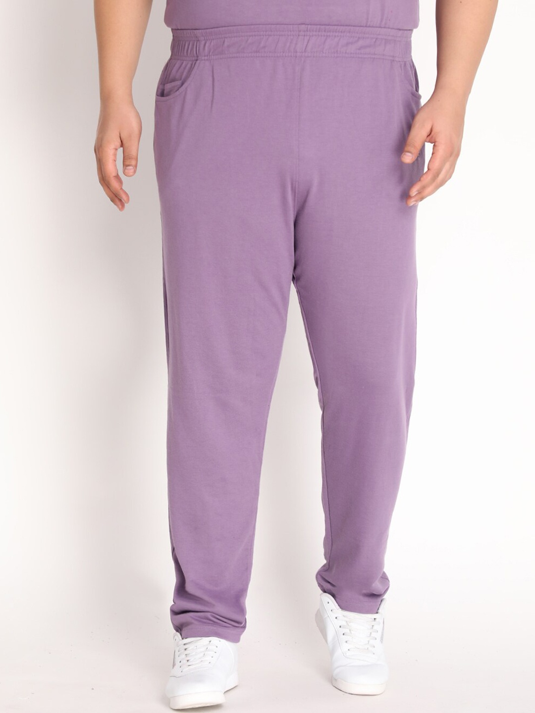 

CHKOKKO Plus Men Purple Solid Casual Track Pant