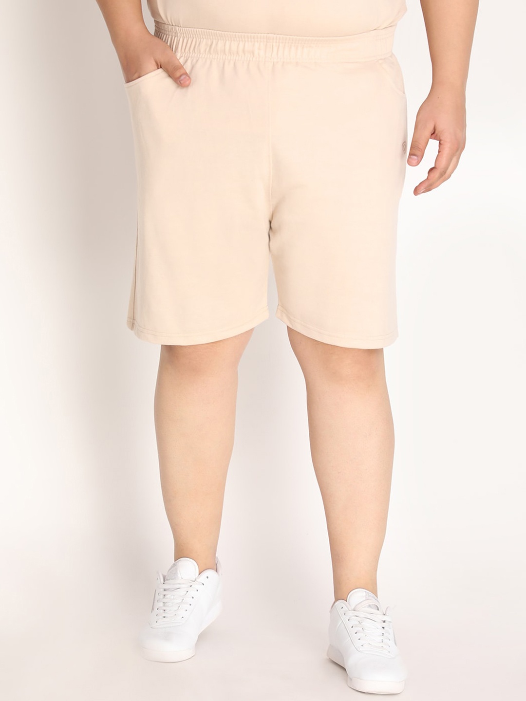 

CHKOKKO Plus Men Beige Outdoor Sports Shorts