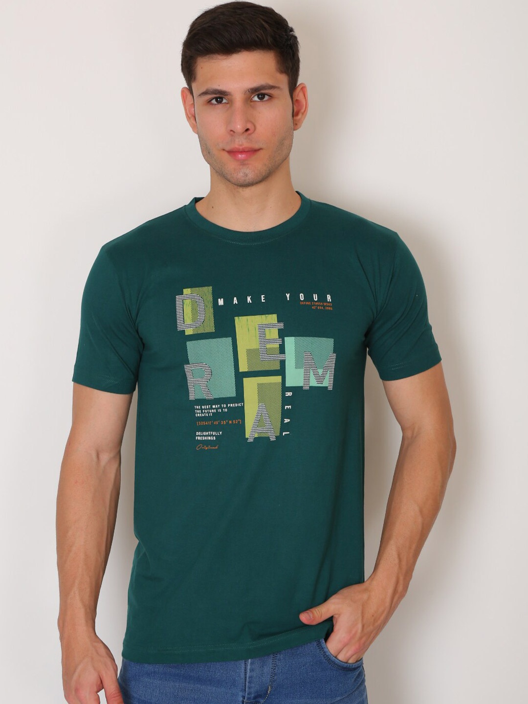

Zeki Men Teal Slim Fit T-shirt