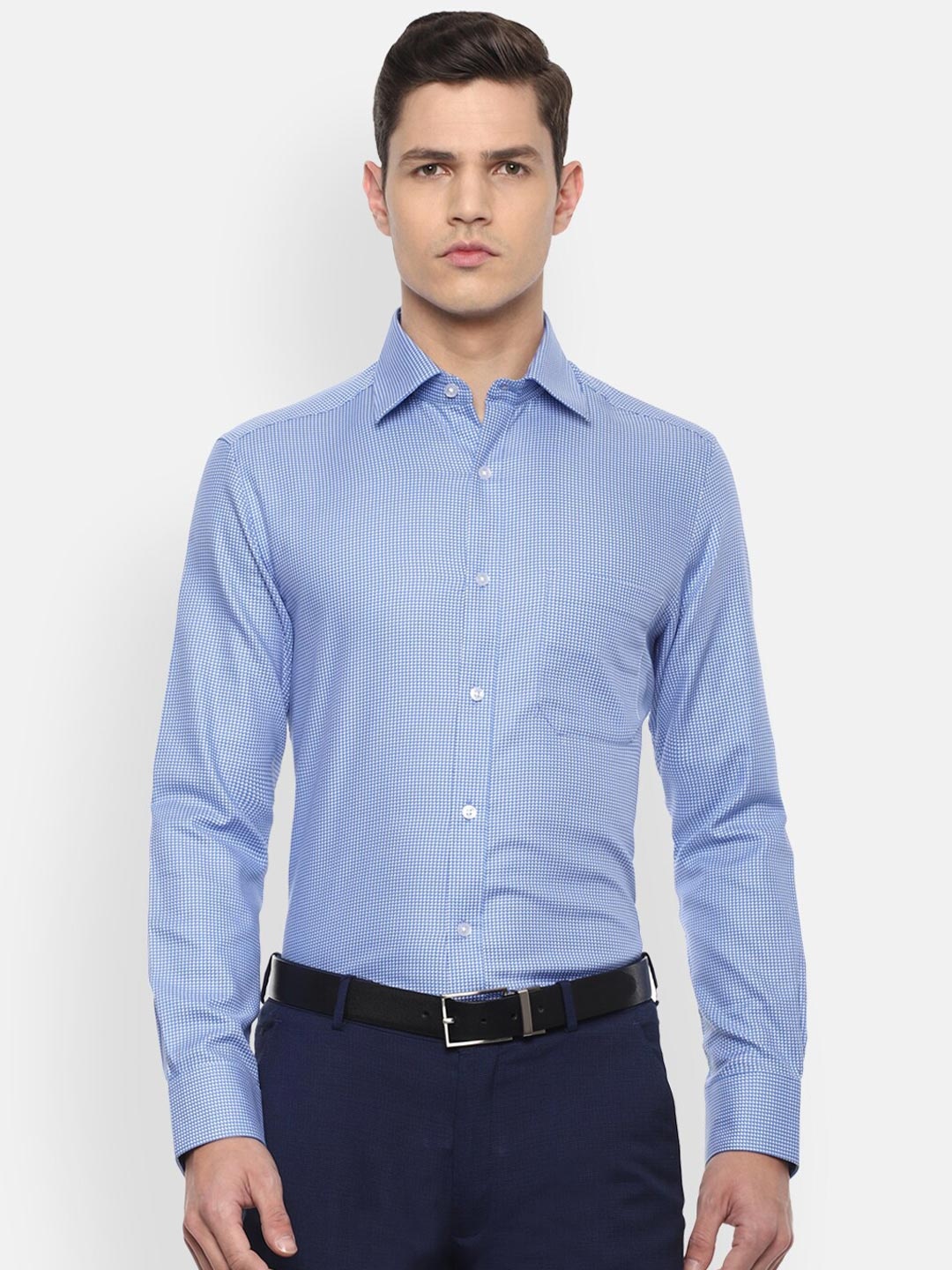 

Louis Philippe Men Blue Printed Formal Shirt
