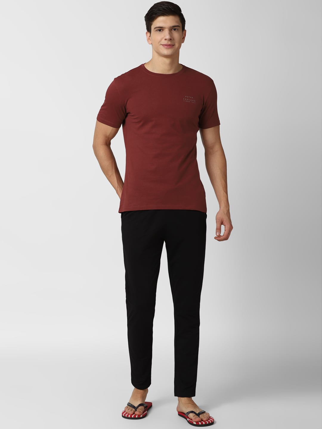 

Peter England Men Maroon Night suit