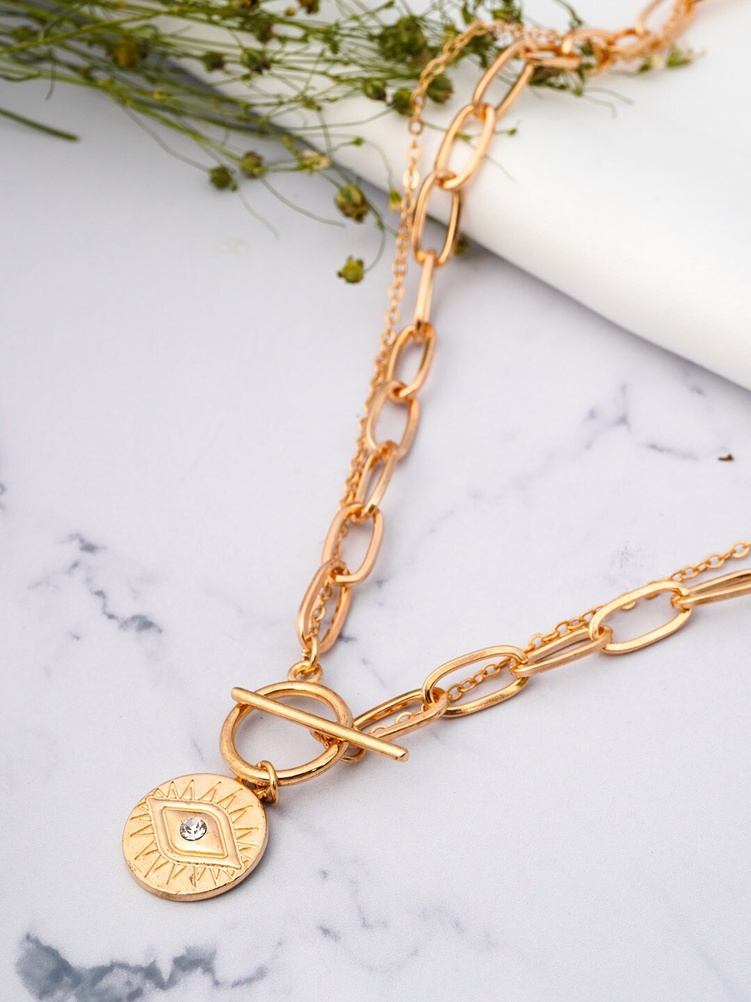 

Emmie Women Gold-Toned Evil Eye Layered Necklace