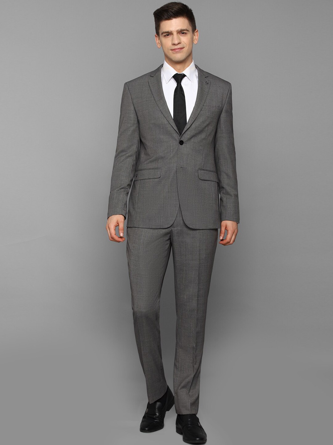 

Allen Solly Men Grey Self Design Single Breasted Suits